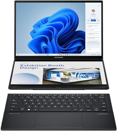 Asus Zenbook Duo UX8406CA#B0DPG2GRZK, Notebook con doppio Monitor 14 3K OLED Glossy touchscreen, 120Hz, Intel Core Ultra 9, RAM 32GB, 1TB SSD, Intel Arc Graphics, Win 11 Home, Grigio