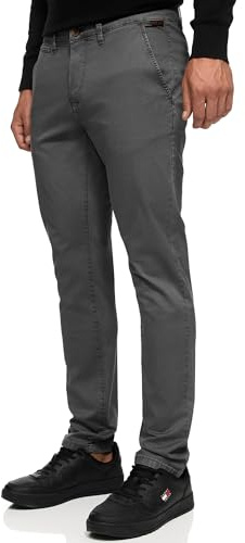 Indicode Herren INGeoport Chinohose aus 98% Baumwolle | Herrenhose Chino für Männer Pewter, 38/32
