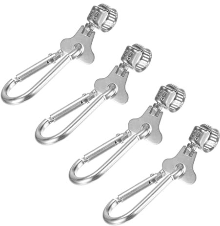 M METERXITY 4-Pack Flag Pole Rings 0.2-0.5 Inches, Adjustable Flag Pole Clips W Flagpole Clamp to Hold Flag, Stainless Steel Flagpole Clips Grommet Rings for Garden/Boat/Vehicle/Yacht