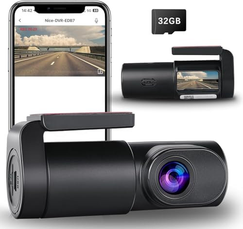 Dash Cam Front with 32GB SD Card Mini WiFi DashCam for Cars 1080P 0.96 Mini Screen Car Dash Camera with 24H Parking Monitor, Super Night Vision, Loop Recording, App Control, 140° Wide-Angle1