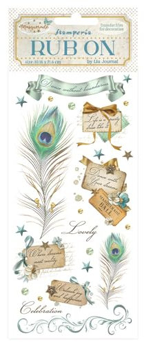 Stamperia - Rub-on for Scrapbooks, Albums, Card Making, Bullet Journals and More, Easily Transfer Images onto Paper and Other Surfaces, Perfect for Crafts and Gifting (Masquerade, Feathers)
