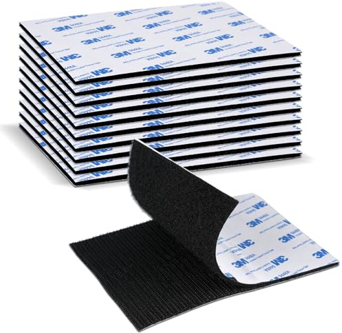 3M Hook and Loop Autoadesivo Pad 10 cm × 15 cm 10 Pezzi Nastro Adesivo Resistente Riutilizzabile per Interni Esterni Artigianato Casa e Ufficio Nero