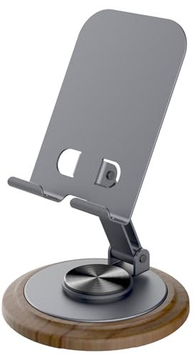 PEUZ Verstellbare Handyhalterung mit Holzoptik – Stabiles Design mit 360° Drehfunktion für Schreibtisch & Büro Gadgets, idealer Zubehör für iPhone, Xiaomi, Samsung & Huawei Smartphones