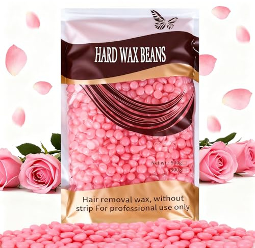 Rose Wachs für Haarentfernung, 450g Pink Waxing für Gesicht Augenbrauen Beine Arme Bikini Full Body Sensible Haut ohne Wachsstreifen, Wax für Mann Frau Hause und im Salon