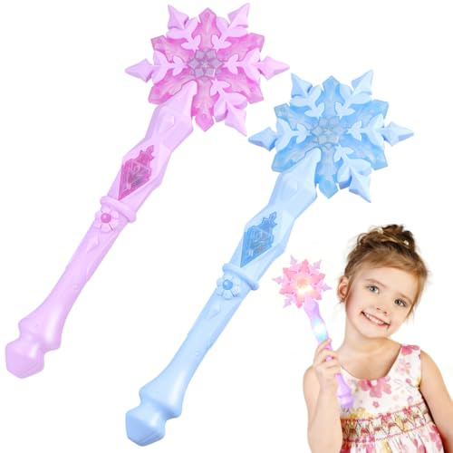 Toyvian 2 Leuchtende Feenstäbe Schneeflocke Mädchen | Kunststoff, Blau Rosa, 2 X Aaa-Batterien Nicht Enthalten, 2 X Feenstab, Für Partys Und Bühnenauftritte