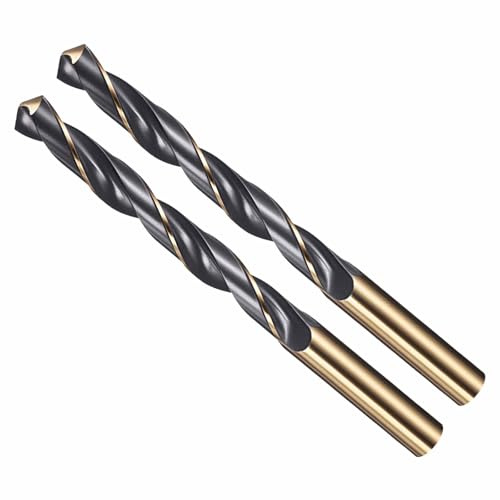 CoCud Drill Bit 12mm Cutting Diameter 4341 HSS for Wood 2-Pieces | Jobber Bits Gold and Black 118° Cutting Angle - (Applications: for Drilling Plastic Wood Soft Metal)