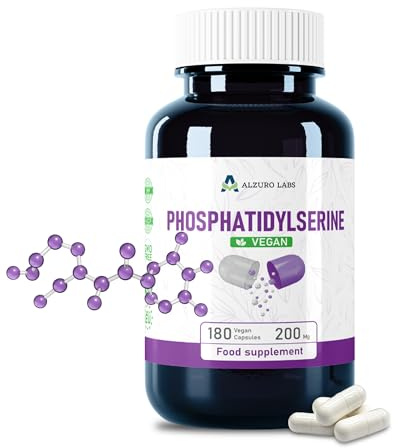 Alzuro Labs Phosphatidylserin 200 mg | 180 vegane Kapseln | Hochwirksame Unterstützung für Gehirn, Gedächtnis und kognitive Fähigkeiten | Von unabhängigem Labor getestet | Gluten- und GVO-frei