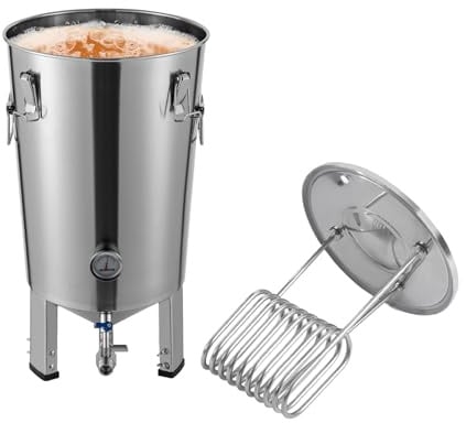 SYNCMH Bier Brauen Set, 32L Edelstahl 304 Gärtank Bierfermenter mit Temperaturregelung und Kühlschlange, Bierbrauanlage Bierbraugerät Bierbrauset für Hausgemachtes Bier, Wein Fermentation