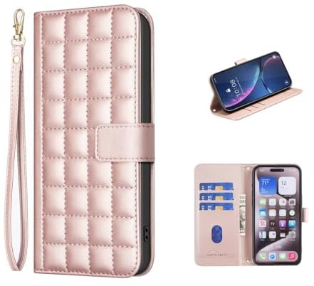 COQUE Étui pour Apple iPhone 17 Air, Fermeture Magnétique Air Cushion Texturé avec Porte-Cartes, Compatible avec Apple iPhone 17 Air-Rose