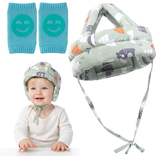 3Pcs Baby Head Protector With Knee Pads, Soft Protective Gear For Crawling And Walking, Adjustable Infant Safety Set, Lightweight And Breathable Design