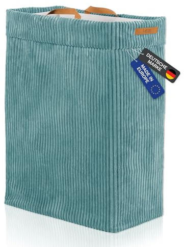 Lycce Wäschekorb Cord – Nischenwäschekorb, waschbar, faltbar (türkis) | platzsparend & praktisch, waschbare Bezüge, faltbar, Schlafzimmer, Kinderzimmer & Badezimmer