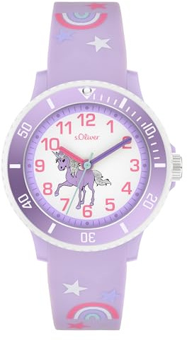 s.Oliver Kinderuhr für Jungs und Mädchen - 30 mm - Gute Ablesbarkeit - widerstandsfähiges Silikonband - 5 ATM wasserfest - hoher analoge Armbanduhr mit Quarzwerk - Geschenkidee
