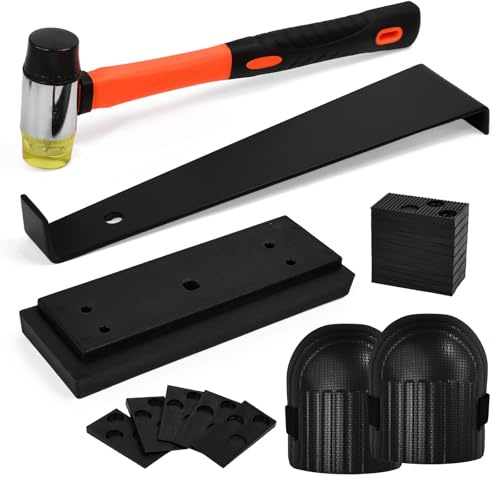ZXBBTZ 65-teiliges Laminat Verlegeset Bodenleger Werkzeug mit Gummihammer Zugeisen Schlagklotz Vinyl Knieschonern 60 Abstandshalter Vinylboden Werkzeug Set für klick Laminat Parkett 7-15mm Böden