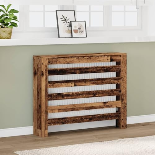 LoogCape Heizkörperverkleidung Altholz-Optik 104x20x82 cm Holzwerkstoff mit Wandhalterung moderne Heizkörperabdeckung für Wohnzimmer, Bad, Schlafzimmer, Dekor, Stauraum, langlebiges Material
