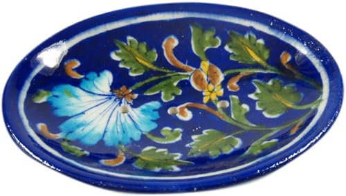 GURU SHOP Handbemalte Keramikseifenschale - Modell 7, 3x13x10 cm