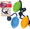 Rosewood Cyber Rubber and Rope Rugby Ball for Dogs - Tough, Interactive Dog Toy for Chewing, Fetch and Play - Non-Toxic Rubber - Supports Dental Health - Assorted Colours (1pc)