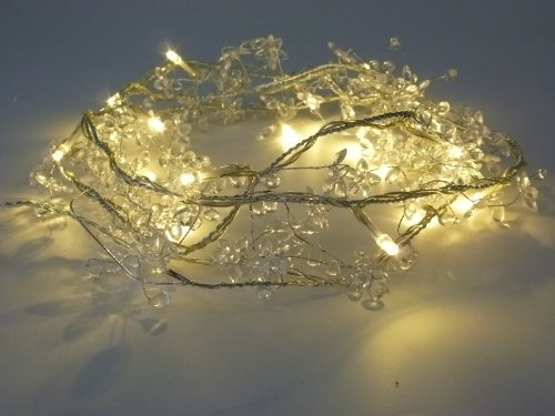 Dapo LED-Weihnachts-Party-Lichterkette Pailetten Flower batteriebetrieben 20 flammig warmweiß Tisch-Fenster-Schrank-Baum-Kommode-Dekorations-Leuchte-Lampe
