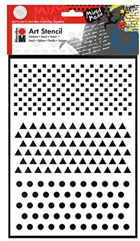 Marabu 0285000000008 - Art Stencil, Motivschablone für effektvolles Schablonieren auf Papier, Keilrahmen, Holz und Textilien, PVC - frei, lasergeschnitten, wiederverwendbar, DIN A4, Basic Combination
