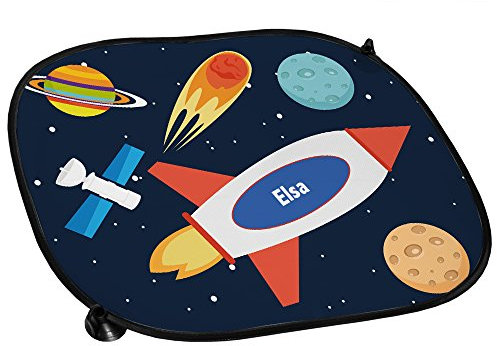 Auto Sonnenschutz mit Namen Elsa und schönem Weltraum-Motiv für Mädchen