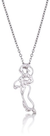 Disney Couture Kingdom Halskette mit Aladdin-Jasmin-Motiv, weißvergoldet, mit Aladin- und Jasmin-Motiv, Weißes Gold, Kein Stein