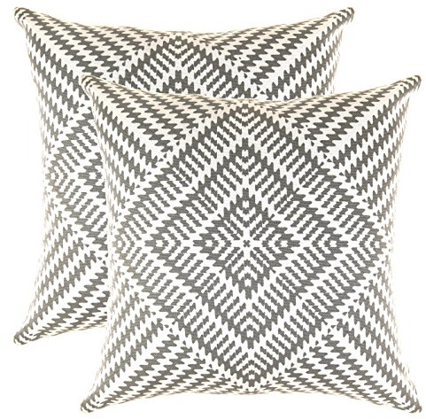 TreeWool Dekorativer Kissenbezug (50 x 50 cm, Graphit Grau) Kaleidoskop Design 100% Baumwolle (2er Pack)
