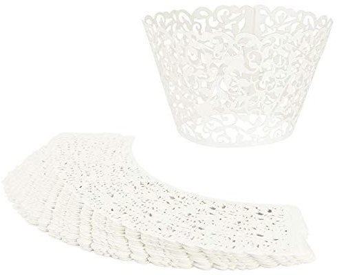 20pcs Filigree Vine Cupcake Wrapper Laser Cut Wraps Cases Wedding Birthday Party - White