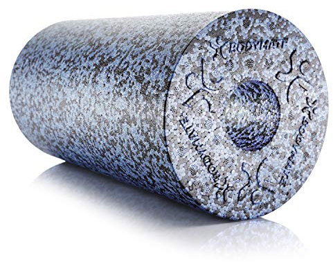 BODYMATE Rouleau de Massage pour fascias Extra Dur, Bleu/Gris + E-Book Gratuit - Différentes Longueurs