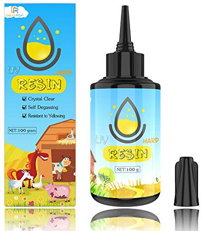 UV Resin - 100g Hard Type Glue Transparent Ultraviolet Curing for Jewelry Craft Decoration Making - Crystal Clear Solar Cure Sunlight Activated for Mold, Casting and Coating
