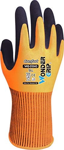 Wonder Grip WG-310HO Comfort - Arbeitshandschuhe herren, doppelte Latexbeschichtung, Gartenhandschuhe, Schutzhandschuh, Anti-Rutsch, gr M / 8 Orange