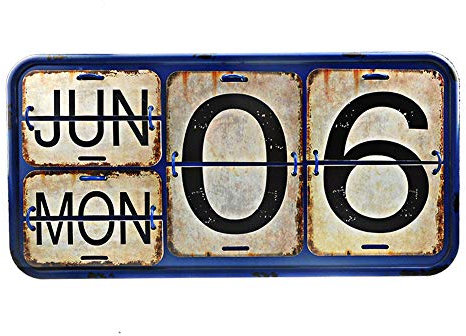 Metall Ewiger Kalender Eisen & PVC Wand Schreibtisch Kalender Flip Distressed Finish für Home Office Decor (M16Q-RL002)