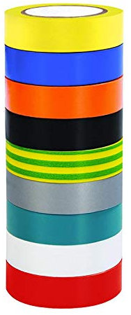 ALBOYI Multi Coloured Electrical Tape, Waterproof Insulation Tape PVC Electrical Insulating Tape, Adhesive Electric Tape for Repairing Broken Wires, Masking (9, 17mm x 20m)