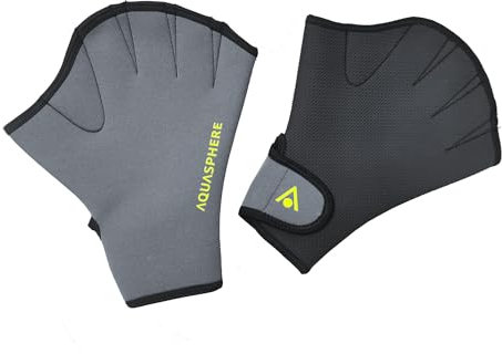 AQUASPHERE Aqua Fitness Glove Neopren Schwimmhandschuh, Schwarz & Grau, L