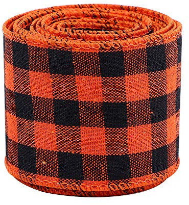 LUMoony MoonyLI Weihnachten Wired Ribbon Plaid Sackleinen Christmas Wrapping Ribbon Bögen Ribbo Gingham Ribbon Wired Plaid Ribbon DIY 6 Yards
