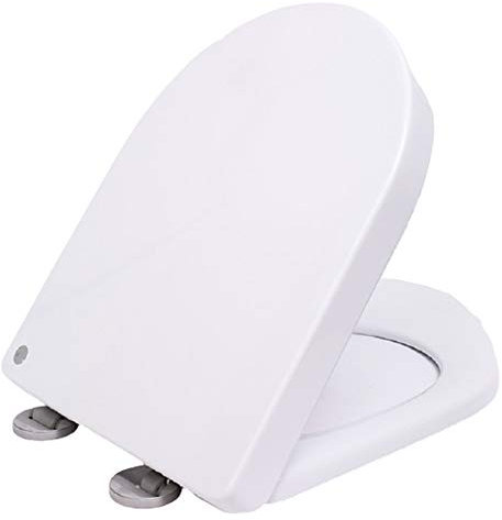 Toilettendeckel D Form-WC Sitz mit Absenkautomatik, Premium Duroplast Klositz mit Quick-Release Funktion für Leichte Reinigung, Antibakteriell Klodeckel Weiß Toilettensitz