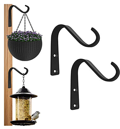 BEVIEVER Ganchos Plantas colgantes hierro fundido para Plantas Macetas Comederos Pájaros,Soporte Macetas pared Ganchos Plantas 5 Pulgadas/12,5x11,2cm,4 Pcs