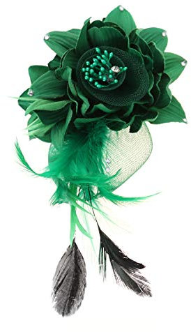 1stk Fascinator Grün Venezianisch Brosche Blumenbroschen Für Damenbekleidung Federbroschen Für Haarspange Federn Retro-schal-clip Ansteckblume Braut Strickjacke Handschuhclip