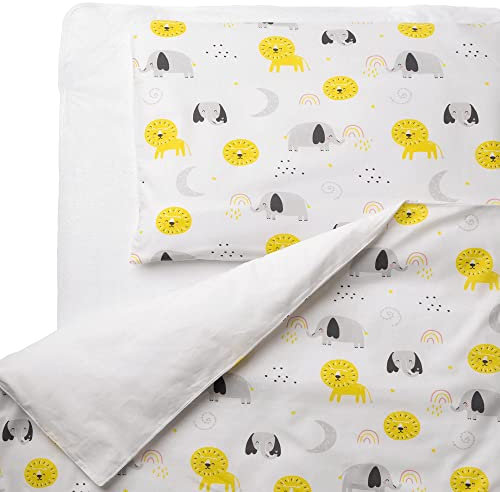 FlyIdeas Baby Bettwäsche Komplett Set 100x135 cm, 100% Reine Zert. Baumwolle Baby Decken Set mit Kissenbezug fur Neugeborenen Kinderbett Stubenwagen & Wiegen, Made in EU