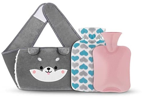 Yungden Wärmflaschengürtel, Wärmflasche mit Taillenbezug 120CM Verlängerte, Niedlich Abnehmbar Wärmeflasche zum Umbinden, Hot Water Bottle für Bauch, Hände, Schulter, Rücken und Beine