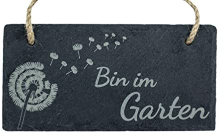 Spruchreif | Schiefer Tafel mit Gravur | Türschild | Schieferschild mit Kordel | Gartenschild zum Aufhängen |Geschenk für Gärtner | Gartenschild