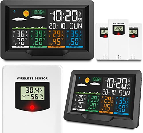 BERDSEN Wetterstation mit Display BD-904 Außen- und Innentemperaturmessung Snooze-Alarmfunktionen Batteriespeisung Zeitsynchronisation Schwarz