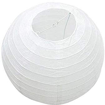 Paper Lanterns Round White Light Shade Lantern Large Circle Ceiling Lightshade Hanging Lampshade Assorted Decorations for Wedding Party Celebration (White,25cm)