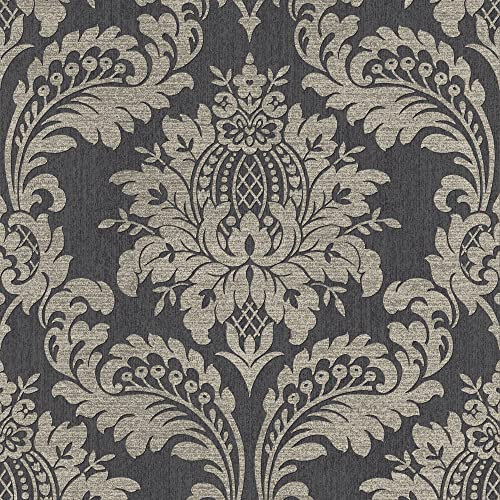 Boutique Black & Gold Archive Damask Wallpaper