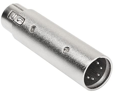 MEIRIYFA Xlr 3 Pin zu Xlr 5 Pin Adapter Stecker Gender Changer, eloxierter Aluminium Adapter mit Lock Release Button (Sliver-1PCS) (3Pin Female to 5Pin Male)