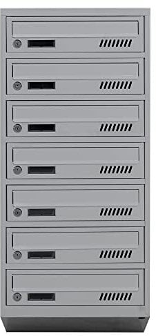 Mehrfamilienhaus 7er GDS Euro grau RAL 7035 Briefkastensysteme Briefkastenanlage Wandbriefkasten Postkasten