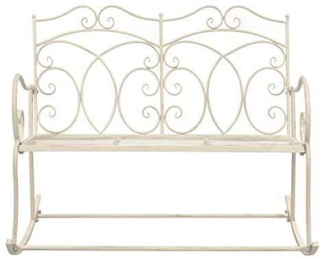 Keketa Gartenbank Outdoormöbel Terrasse Parksitz Stuhl 104 cm Eisen Antik Weiß