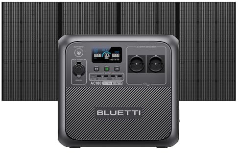 BLUETTI AC180 Générateur Électrique Solaire avec 350W Panneau Solaire(Livré Séparément), 1152Wh Batterie LiFePO4 avec 2 Sorties CA 1800W (2700W Pic) pour Camping, Voyage, Panne de Courant
