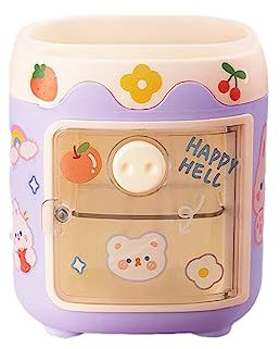 joyxiwa Porte-crayons cochon pour étudiant, organiseur de bureau, papeterie de bureau, jolie fille, seau à pinceaux de maquillage pour bureau, décoration d'intérieur