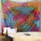 RAJRANG Indischer Mandala-Tie-Dye-Wandteppich, Hippie-Elefant, Wandbehang, Bohemian-Stil, komplizierter, mehrfarbiger kleiner Wandteppich – 76 x 102 cm
