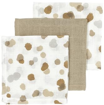 Meyco Baby Stains Spucktücher, 3-teilig (Mulltücher, Musselintücher aus 100% Baumwolle, saugstark & schnelltrocknend, multifunktional), Sand