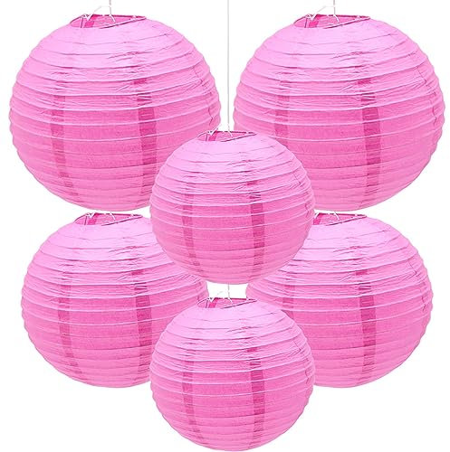 Yosawo 6 Stück Papierlaterne Laterne Deko Rose rund Lampenschirm für Party Garten Hochzeit Geburtstage Dekoration（ 8 10 12/Rose）